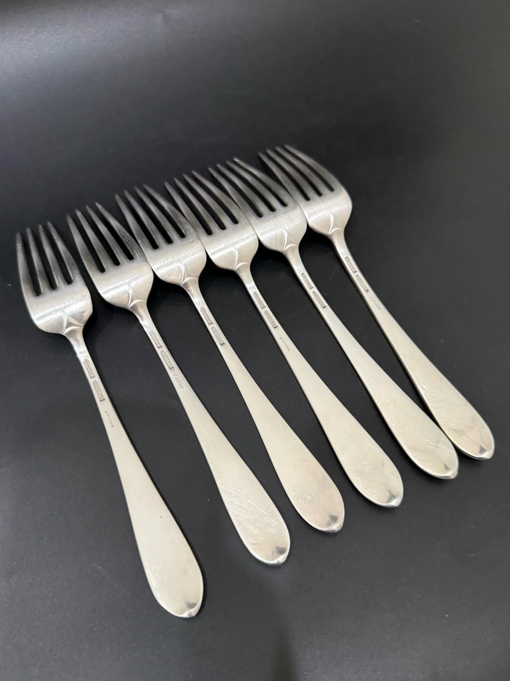 6pcs Vintage CARTIER Gorham Sterling Silver Gothic Monogram W Dinner Forks 410g.